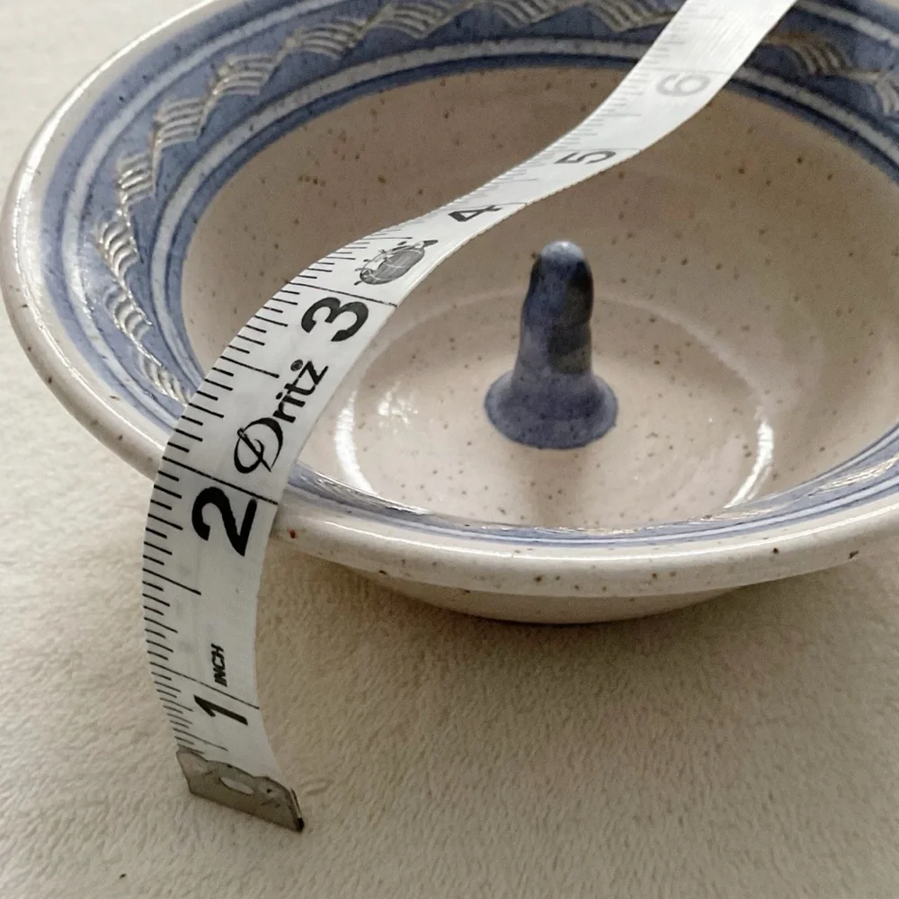 Vintage Studio Pottery Ring Holder Dish Signed Jamestown RI 1990